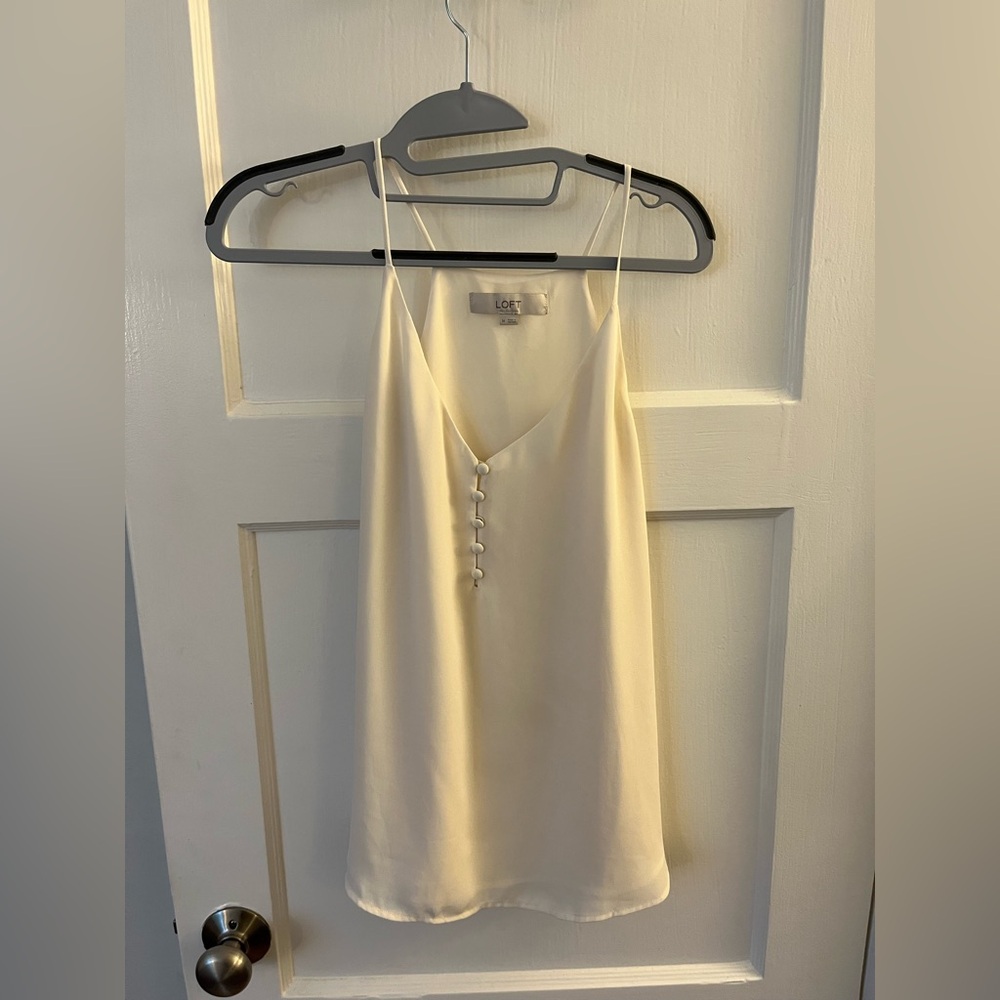 LOFT Cream Sleeveless Buttoned Camisole